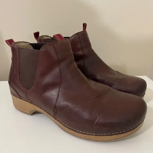Dansko Becka Womens EU 42 US 12 Brown Leather Ankle Comfort Boots Clogs Shoes