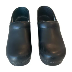 Dansko Black Leather Slip On Casual Clog Shoes Women’s Work Wear Size 38 7.5-8