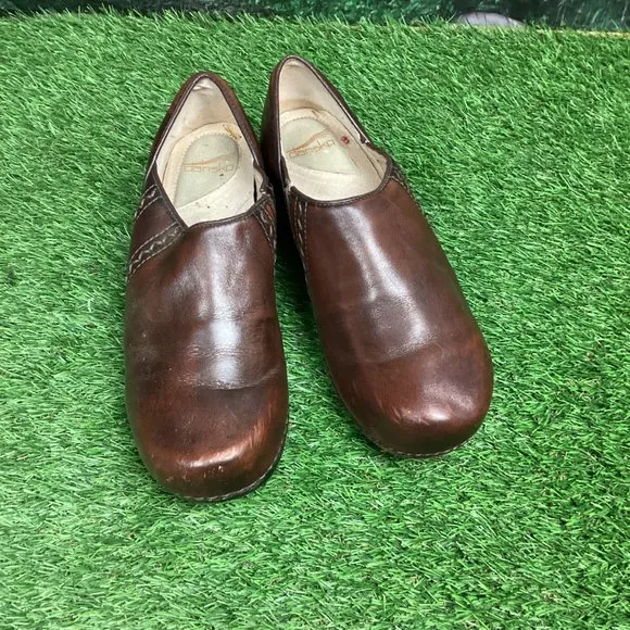 Dansko Brown Leather Clog Womens Slip on Comfort Shoes 42