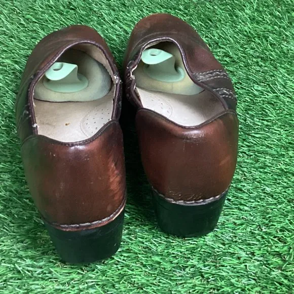 Dansko Brown Leather Clog Womens Slip on Comfort Shoes 42