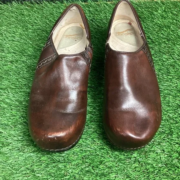 Dansko Brown Leather Clog Womens Slip on Comfort Shoes 42