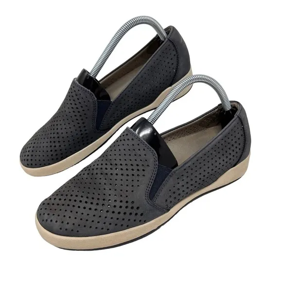 Dansko Odina Navy Blue Nubuck Vented Leather Comfort Slip On Shoes Size 39 9