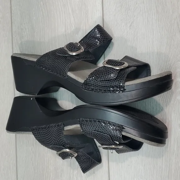 Dansko Women Comfort Pewter Sophie Leather Sandals Slide Shoes sz 42/11.5-12