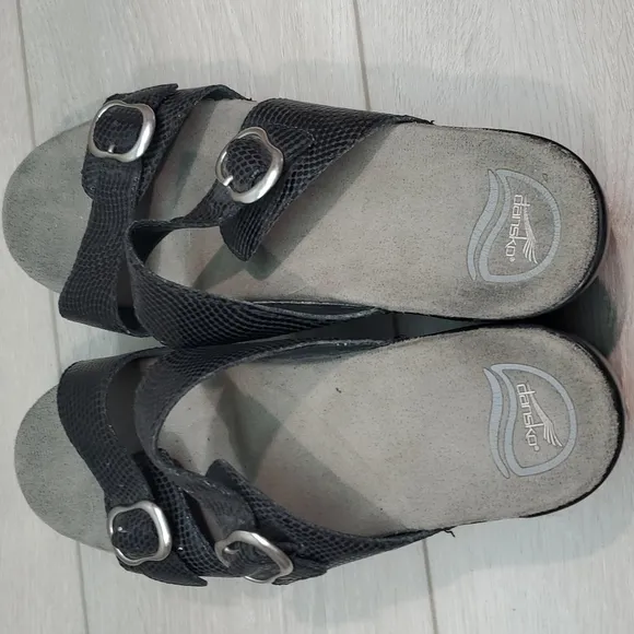Dansko Women Comfort Pewter Sophie Leather Sandals Slide Shoes sz 42/11.5-12