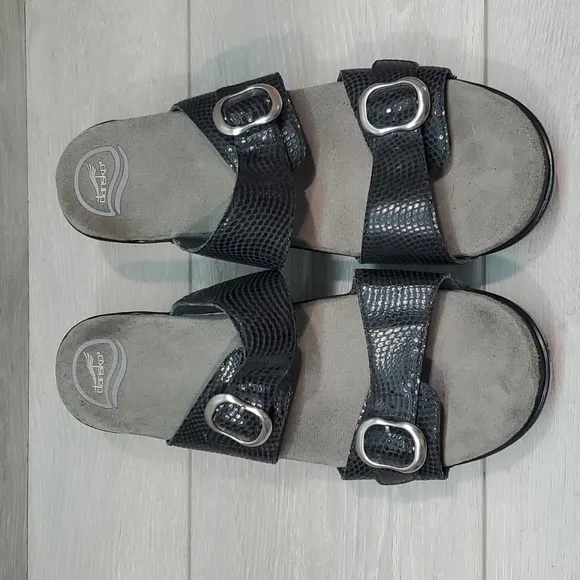 Dansko Women Comfort Pewter Sophie Leather Sandals Slide Shoes sz 42/11.5-12