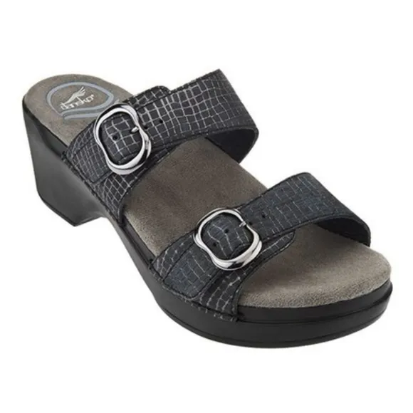 Dansko Women Comfort Pewter Sophie Leather Sandals Slide Shoes sz 42/11.5-12