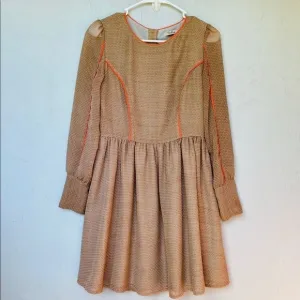 Darling Orange Boho 70s Retro Long Sleeve Dress