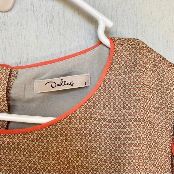 Darling Orange Boho 70s Retro Long Sleeve Dress