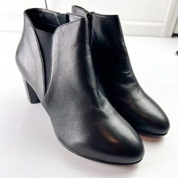 David Tate Booties womens 9.5 Black Pikie Leather Ankle Boots Winter Fashion