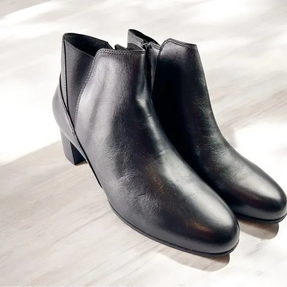David Tate Booties womens 9.5 Black Pikie Leather Ankle Boots Winter Fashion