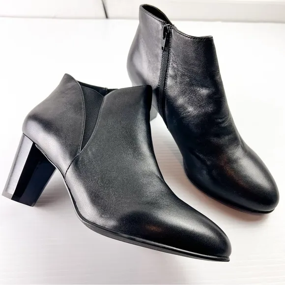 David Tate Booties womens 9.5 Black Pikie Leather Ankle Boots Winter Fashion