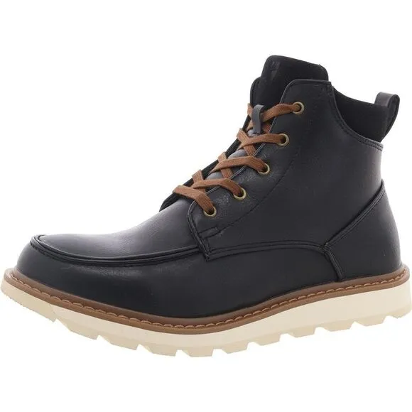 Deer Stags Mens Julian Black Faux Leather Ankle Chukka Boots Shoes New