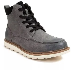 Deer Stags Mens Julian Gray Faux Leather Ankle Lace-Up Chukka Boots Shoes New