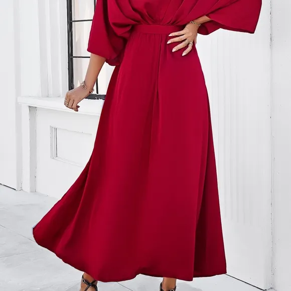 Delaney Dual Slit Dress - Red