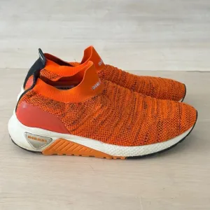 Diesel Athletic Sock Shoes Orange Slip On Knit Lifestyle Running Men Size 10.5