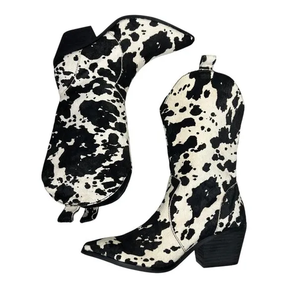 Dingo Women's Live A Little Cowprint Leather Boots Sz: 8