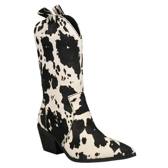 Dingo Women's Live A Little Cowprint Leather Boots Sz: 8