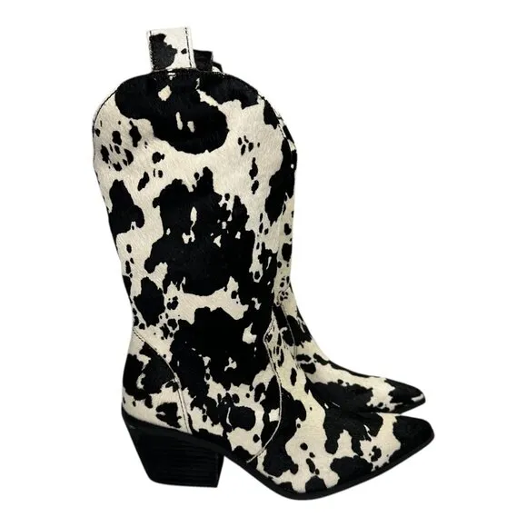 Dingo Women's Live A Little Cowprint Leather Boots Sz: 8