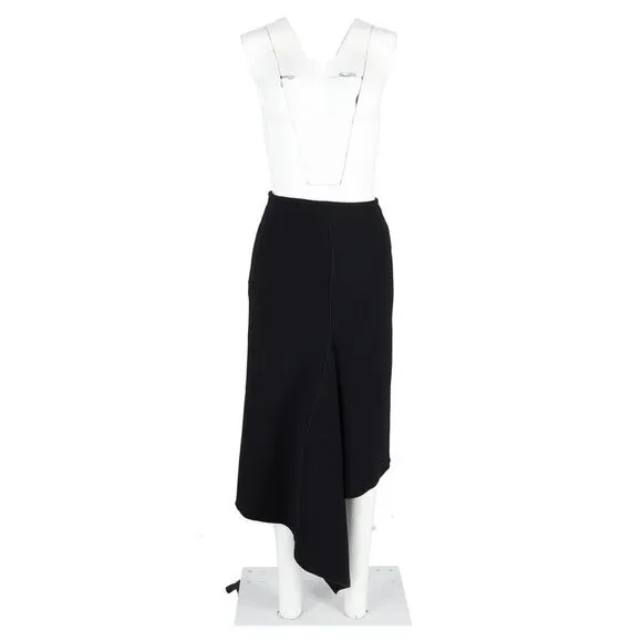 Dion Lee Asymmetric Midi Skirt in Black Wool