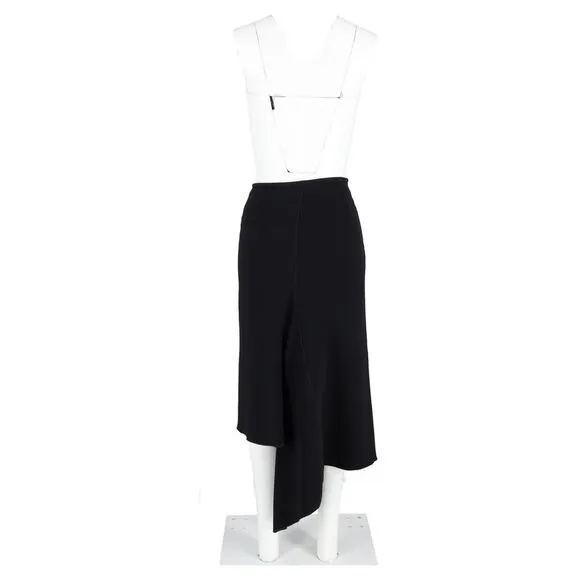 Dion Lee Asymmetric Midi Skirt in Black Wool