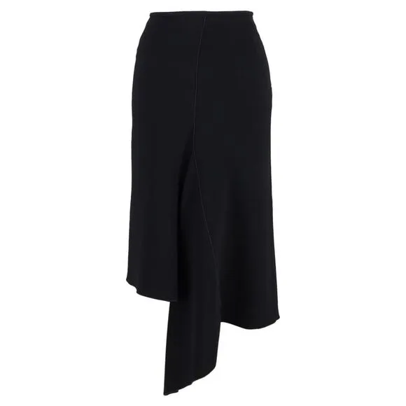Dion Lee Asymmetric Midi Skirt in Black Wool