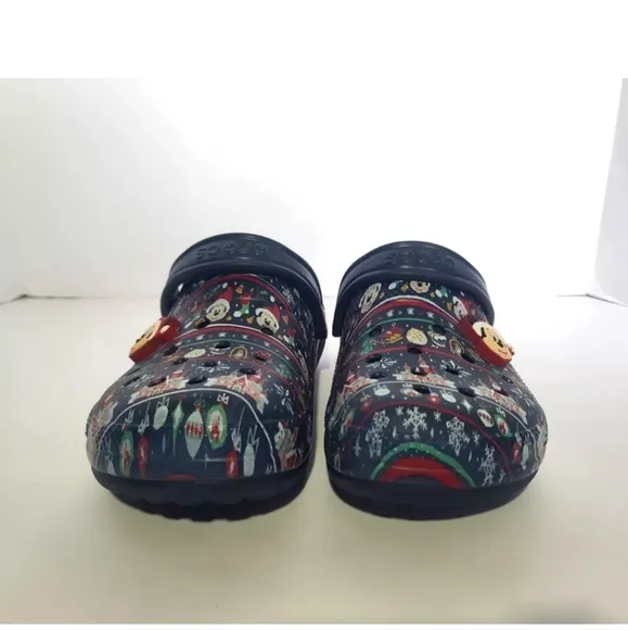 Disney World Christmas Mickey Mouse Castle Womens Crocs Fleece Lined US 7