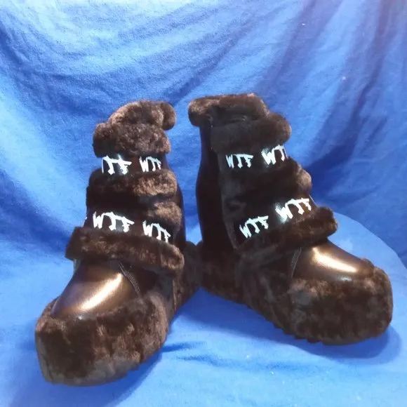 Dizzy Dream Wedge Fur Booties Women – BLACK  ( BRAND NEW !!! ) Anthony Wang