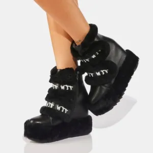 Dizzy Dream Wedge Fur Booties Women – BLACK  ( BRAND NEW !!! ) Anthony Wang