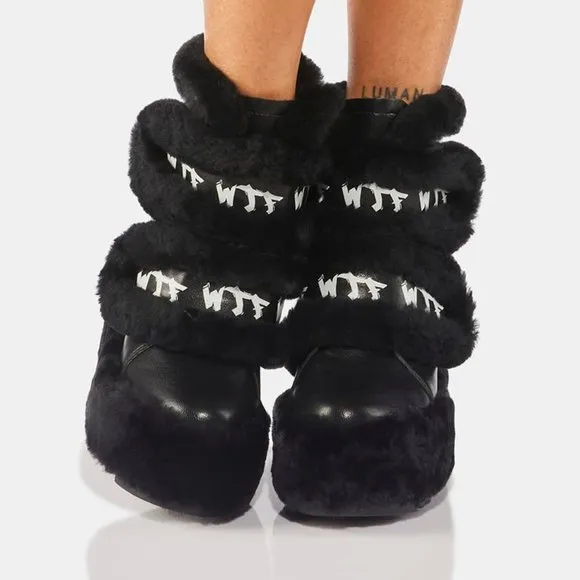 Dizzy Dream Wedge Fur Booties Women – BLACK  ( BRAND NEW !!! ) Anthony Wang