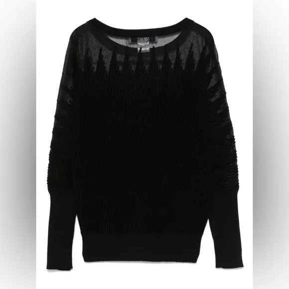 DKNY by Donna Karan Patterned Sheer Yarn Boat Neck LongSleeve Sweater Size M NWT