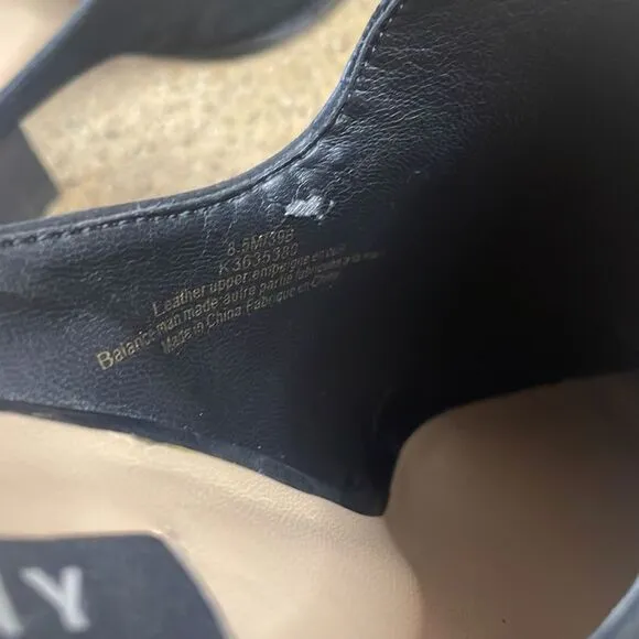 DKNY Times Black Nubuck Suede Stacked Heel Slip On Mules sz 8.5
