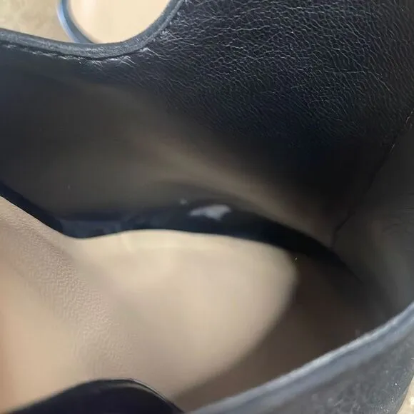 DKNY Times Black Nubuck Suede Stacked Heel Slip On Mules sz 8.5