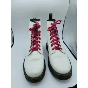 Doc Martins White Boot Pink Laces US Men's 7 Excellent AW004