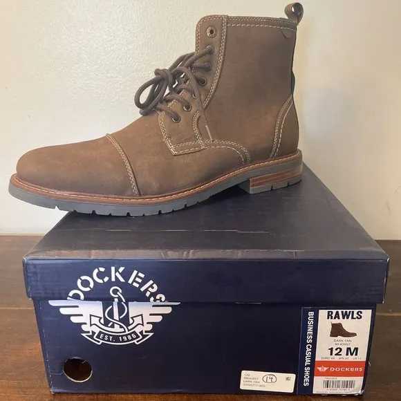 Dockers Mens Rawls Rugged Lace-up Synthetic Leather Lugged Cap Toe Boot Men’s 12