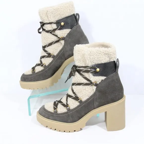 Dolce Vita Celtic Chukka Boots New sz 11 Women Lug Sole Lace Up Bootie Faux Fur