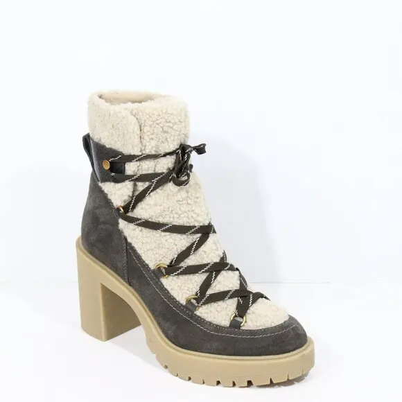 Dolce Vita Celtic Chukka Boots New sz 11 Women Lug Sole Lace Up Bootie Faux Fur