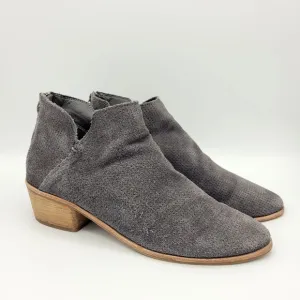 Dolce Vita Grey Perforated Suede Karsen Ankle Bootie Heel Boots Women's Size 8.5