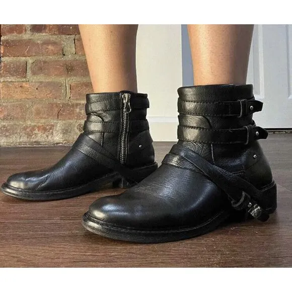 Dolce Vita Kiera Women’s Black Ankle Buckle Booties Size US 7 Motto Grunge