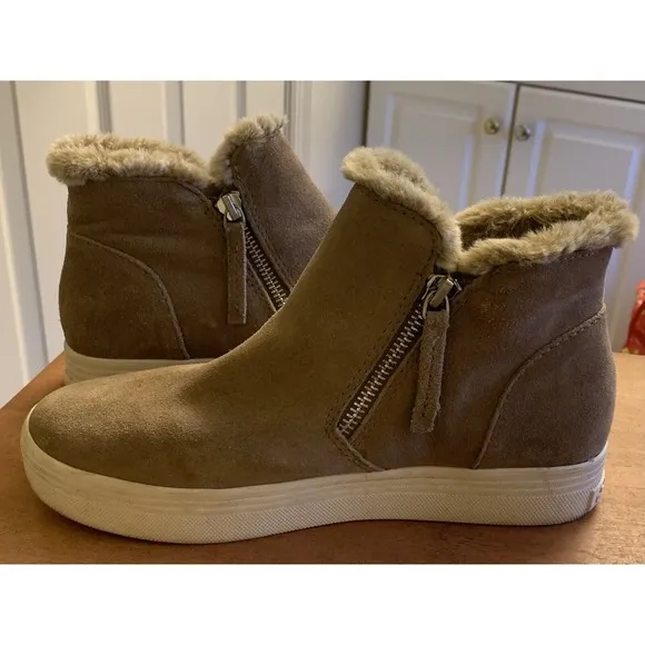 Dolce Vita Platform Sneakers Womens Size 9.5‎ Shoes Leather Faux Fur High Top