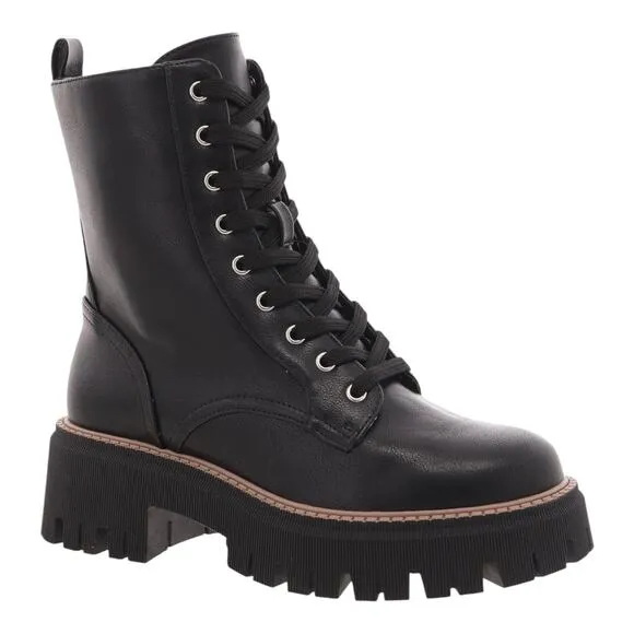 Dolce Vita Women's Glisten Lug Sole Lace Up Combat Boots Black Size 8 1/2