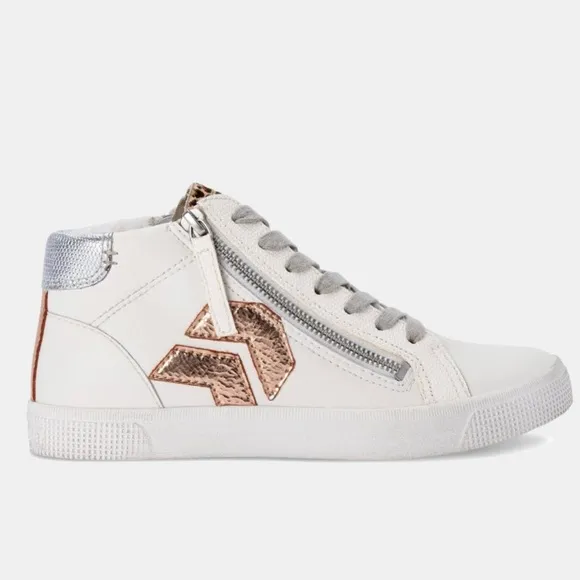 Dolce Vita Zonya Plush sneakers with zippers &amp; with gold and silver accents