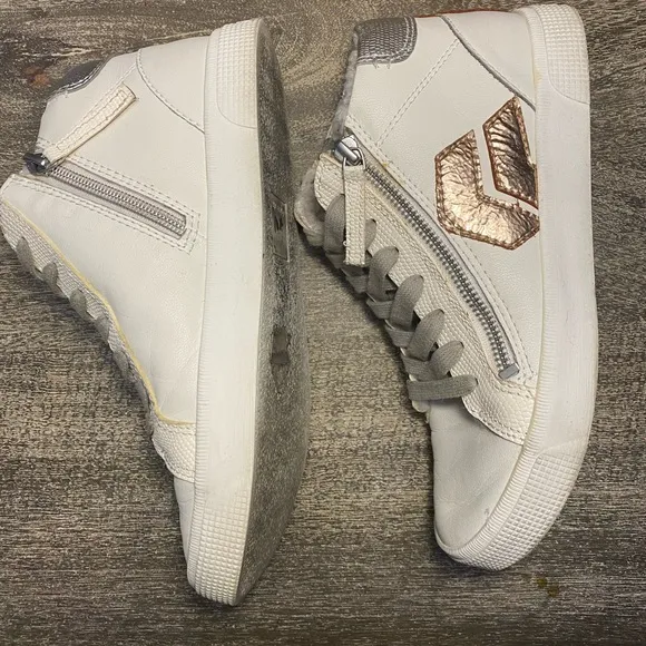 Dolce Vita Zonya Plush sneakers with zippers &amp; with gold and silver accents