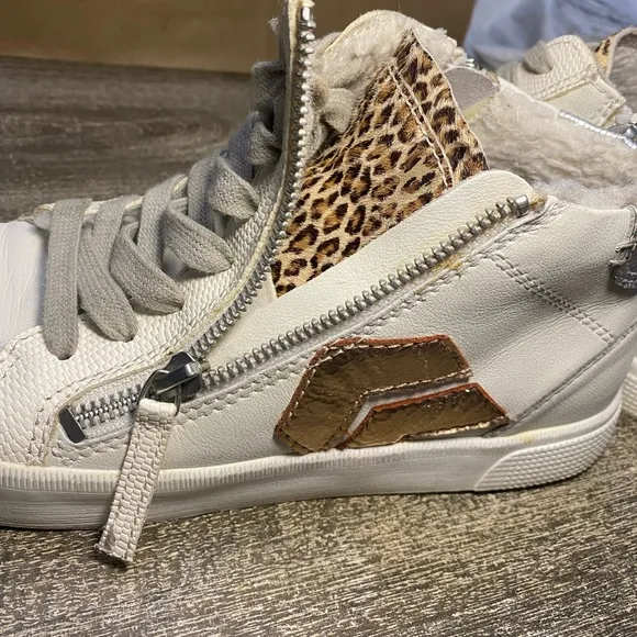 Dolce Vita Zonya Plush sneakers with zippers &amp; with gold and silver accents