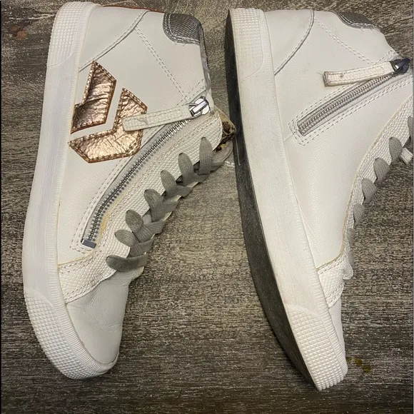 Dolce Vita Zonya Plush sneakers with zippers &amp; with gold and silver accents