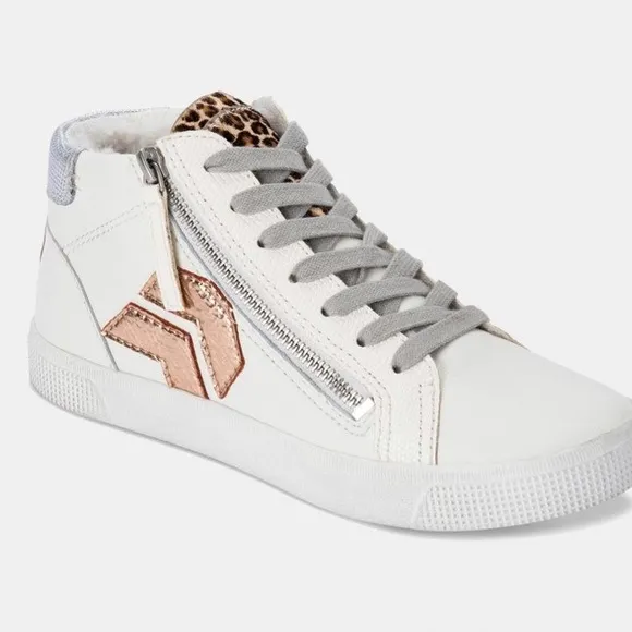Dolce Vita Zonya Plush sneakers with zippers &amp; with gold and silver accents