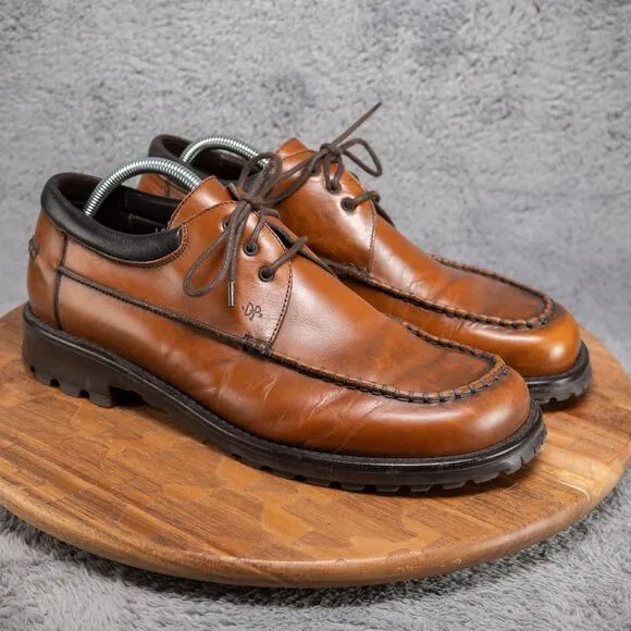 Donald J. Pliner Sport Men's Brown Leather Lace Up Moc Toe Shoes Brown 10.5 M