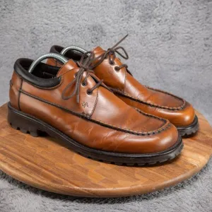 Donald J. Pliner Sport Men's Brown Leather Lace Up Moc Toe Shoes Brown 10.5 M