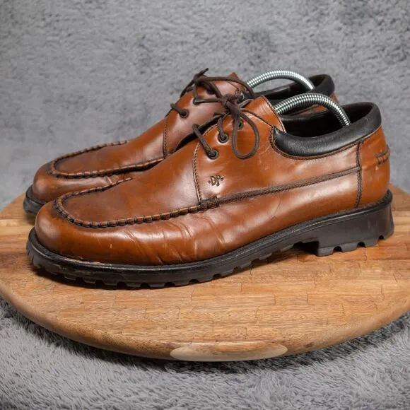 Donald J. Pliner Sport Men's Brown Leather Lace Up Moc Toe Shoes Brown 10.5 M