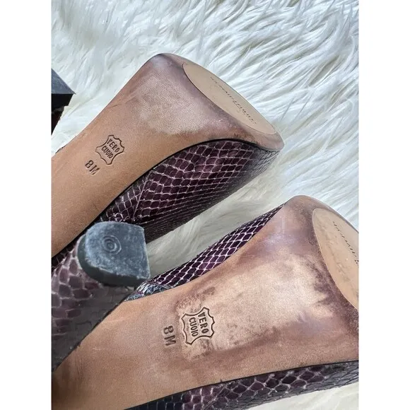 Donald Pliner Dion Women’s Knee High Platform Boots Size 8 Snake Embossed Purple