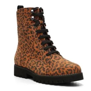 Donald Pliner Ease Leopard Print Suede Lace Up High Top Boots, NWOB Size 7